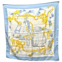 セリーヌ CELINE スカーフ 大判 馬具 チェーン 総柄 シルク レディース