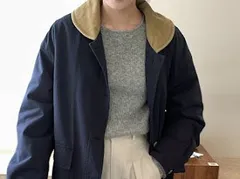 丸襟切り替え ハンティングジャケット ネイビー　005370F