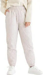 Fiorior 軽い。暖かい。 中綿パンツ レディース 軽量 ジョガーパンツ ロングパンツ 冬 部屋着 ダウンパンツ 撥水 ゴルフ ウォーキング 防風 防寒 (グレー,  L)