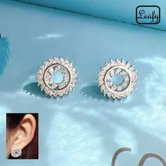 Leafy ジルコニアが輝く☆古代の遺跡に描かれた太陽をイメージしたようなピアス シルバー 1ペア レディース メンズ 男女兼用 民族 部族 文明遺跡 ロマン 神秘的 車輪 普段使い お出かけ お呼ばれ パーティー 女子会 食事会 プレゼント x09206as