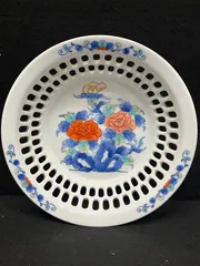 【鍋島/ 和泉作 】 有田焼 菓子鉢 牡丹 大皿 菓子器 骨董品