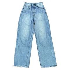 MOUSSY HW DAMAGE LOOSE STRAIGHT ハイウエスト ワイドデニム ルーズストレート ライトブルー サイス25 レディースS マウジー