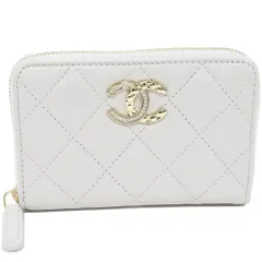 シャネル コインケース カードケース マトラッセ コインパース ラムスキン パールグレー ゴールド金具 ラインストーン AP4341