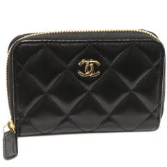 シャネル コインケース マトラッセ クラシック ジップコインパース ラムスキン 黒 ゴールド金具 AP0216