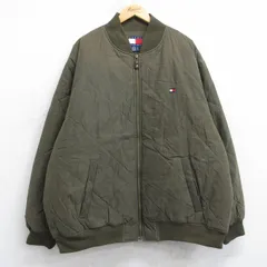XL/古着 トミーヒルフィガー 長袖 ブランド キルティング ジャケット メンズ 90年代 90s ワンポイントロゴ 大きいサイズ 濃緑【spe】 25nov15