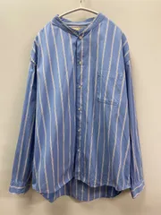 NANO UNIVERSE LB.04 ノーカラーストライプシャツ L