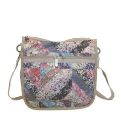 LESPORTSAC(レスポートサック) ショルダーバッグ - ベージュ×ピンク×マルチ 花柄/ボーダー