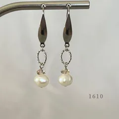 バロック淡水パール＆シャンパンカラー・クリスタル　ピアス　・・✽・・　〈真珠　サージカルステンレス　フック〉