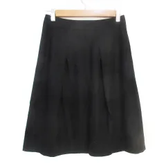 エポカ EPOCA フレアスカート ひざ丈 無地 38 M 黒 ブラック /FF36
