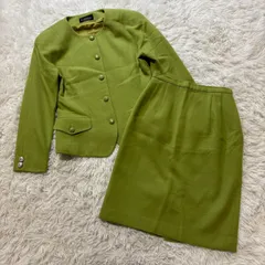 【昭和レトロ】Couvée ヴィンテージ カラースーツ ジャケット スカート セットアップ ノーカラーコート バブリースーツ XSサイズ相当