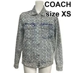 ◇ コーチ COACH デニムジャケット Gジャン 長袖 シグネチャー 総柄 ライトブルー 綿100％ XS 5号 レディース S6A007