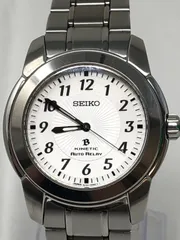 ◆SEIKO セイコー キネティック メンズ オートリレイ 腕時計 白文字盤 5J21-0A80 中古現状◆19837★