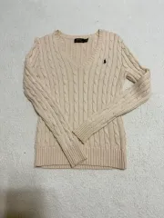 ポロラルフローレン Vネック ケーブル ニット アイボリー