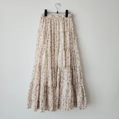 フラワー ロング ティアード スカート