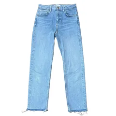 ZARA ハイウエスト テーパードデニム ストレッチ ライトブルー サイズ38 レディースL ザラ