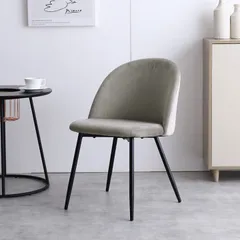 フォローで5%OFF★【送料無料・美品】ベロア ダイニングチェア グレー 1脚 単品 モデルルーム展示品 韓国風 ベルベット調 スチール脚 モノトーン モダン シンプル ホテルライク カフェ風 ワンルーム