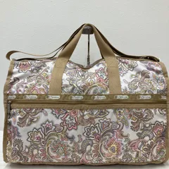 8071　LeSportsac レスポートサック　2way　ボストンバッグ　旅行用バッグ　トラベルバッグ　ベージュ　ペイズリー　花柄　レディース　軽量　シンプル　カジュアル　大容量　大きめ