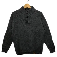Barbour バブアー ヘンリーネック くるみボタン ラムウール ニット セーター 長袖 Mサイズ グレーのサムネイル