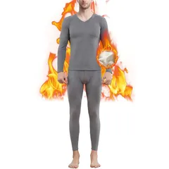 [Boyzn] 防寒着 メンズ 裏起毛 保温インナー インナーセット [吸湿発熱・防寒・保温] インナーウェア 上下セット ズボン下 あったかインナー ヒートテック 肌着 Light Gray-XL 1