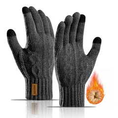 [HORADON] 手袋 メンズ 冬 防寒 ニットグローブ 【裏起毛・瞬間で5℃上昇・スマホ対応・暖かさが身に染みる】 防寒グローブ 厚手 ニット手袋 保温 てぶくろ 人間工学 暖かい 柔らか 伸縮性 バイク サイクリング 通勤 通学 男女兼用 (A2-ダ 0