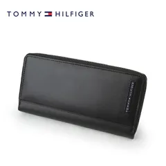 TOMMY HILFIGER トミーフィルフィガー 長財布 レザー長財布 31TL13X025 本革 トミー メンズ 財布 ラウンドジップ 長財布 ロングウォレット ブラック おしゃれ かわいい かっこいい 本革 革 ブランド 大容量 ボックスロゴ