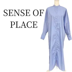 SENSE OF PLACE センスオブプレイス ブルー ロング シャツワンピース XXS以下 PSP21-26