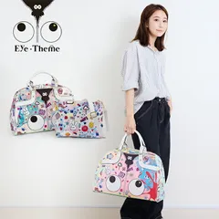 EYE THEME アイテーマ  ポーチ付き オーロラ ボストンバッグ et2393 レディース バッグ ボストンバッグ 旅行用 クリア プリント ポーチ付き PVC バッグ かわいい おしゃれ 大人 透明 クリア 個性的 総柄