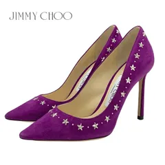 ジミーチュウ JIMMY CHOO ROMY 100 パンプス 靴 シューズ スエード パープル シルバー スター スタッズ