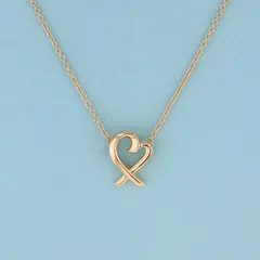 TIFFANY&Co. ティファニー ラビングハート ペンダント ネックレス レディース K18イエローゴールド 中古
