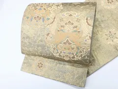 【一輝堂】袋帯 六通 金糸 向かい鳥に唐花 正絹 25b12-2349