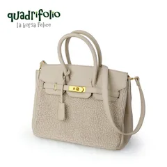 クアドリフォリオ フェイクファー 2wayトートバッグ レディース バッグ ハンドバッグ ショルダーバッグ シープファー テディ 