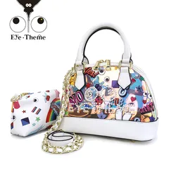 EYE THEME【アイテーマ】クリア 3wayショルダーバッグ ET2779 レディース バッグ ショルダーバッグ クリア プリント ポーチ付き PVC バッグ かわいい おしゃれ 大人 透明 2way 個性的 総柄