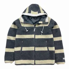 ヘリーハンセン フリースジャケット メンズ L ボーダー グレー アイボリー パーカー シンプル スポーティー