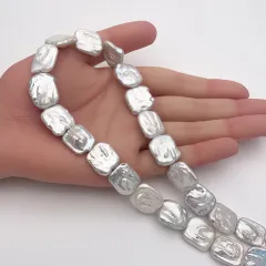 【１点限り】連38.5cm 大粒 淡水パール バロック レクタングル 変形 訳あり アウトレット ハンドメイド 素材 パーツ ビーズ ルース m0026