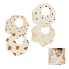 新品 [雲見] ベビー スタイ 4枚セット よだれかけ 綿 両面使える 360度スタイ 通気 吸水速乾 柔らかい 6層構造 ベビー ビブ 赤ちゃん 女の子 男の子 新生児 無地 お食事 保育園用 出産祝い ギフト おしゃれ