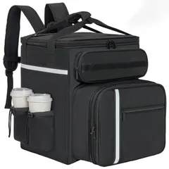 新品 [Rxakudedo] デリバリーバック 配達用 業務用 大容量 保温保冷 ピザバッグ バックパック型 防水 撥水 リフレクター付き 自転車 バイク 配達員 防寒 防暑