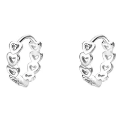 ハート×8 フープピアス　シルバー　S925刻印【両耳セット】