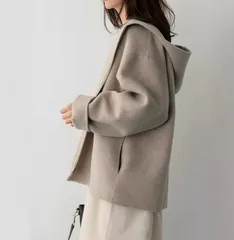 パーカー レディース アウター ラシャコート 秋冬 ショート コート チェスターコート ジャケット ポケット付き フード付き カーディガン アウター225588