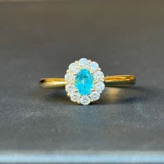 天然パライバトルマリン0.26ct/ブラジル産判定.K18YGダイヤモンド 