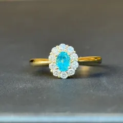 新品 K18 パライバトルマリン0.332ct ダイヤ0.278ct リング