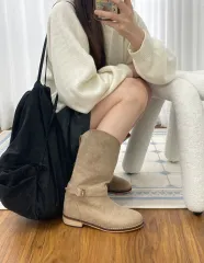 新品 スウェード バックル ミドルブーツ 245 サイズ 販売