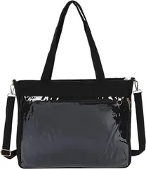 HARGIO(ハルジオ) 痛バッグ A4 ショルダー トート 2way 痛バック ショルダーバッグ トートバッグ 推し活バッグ 大きめ 透明 いたば かわいい おしゃれ ぬい 鞄 かばん (ブラック,  中型)