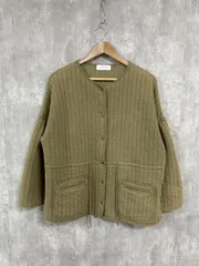 simplicite シンプリシテェ ストライプ柄 ノーカラー ジャケット カーキ ◆■ レディース