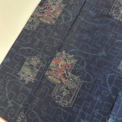 美品】3月節句用 ひなまつり 藍染め タペストリー ② 雛祭り 人形