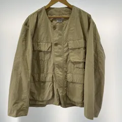 【中古】PORTER CLASSIC Weather No Collar Jacket サイズXL ポータークラシック ベージュ[19]