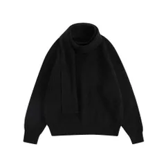 新品未使用 h アメリカンヴィンテージ  ハイストリート スカーフ風デザイン ルーズフィット プルオーバー ニット ユニセックス｜カップル対応｜春・秋