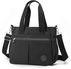 FYMOHIEE トートバッグ 超軽量380g 9ポケット レディース メンズ ショルダーバッグ ビジネスバッグ 大容量 自立 マザーズバッグ ビジネスバック 通学 通勤 ショルダーバック (ブラック,  14cm x 32cm x 27cm)