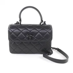 極美品★CHANEL シャネル トレンディCC ラムスキン Leather トップハンドル マトラッセ チェーン ショルダーバッグ ブラック ブラック金具 イタリア製 レディース