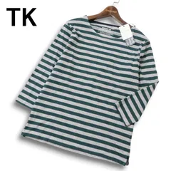 【新品 未使用】 TK タケオキクチ 春夏★ ボーダー 7分袖 カットソー Tシャツ Sz.3 メンズのサムネイル