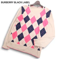 BURBERRY BLACK LABEL バーバリー ブラックレーベル 通年 ホース刺繍★ アーガイル柄 Vネック ニット セーター Sz.3 メンズ